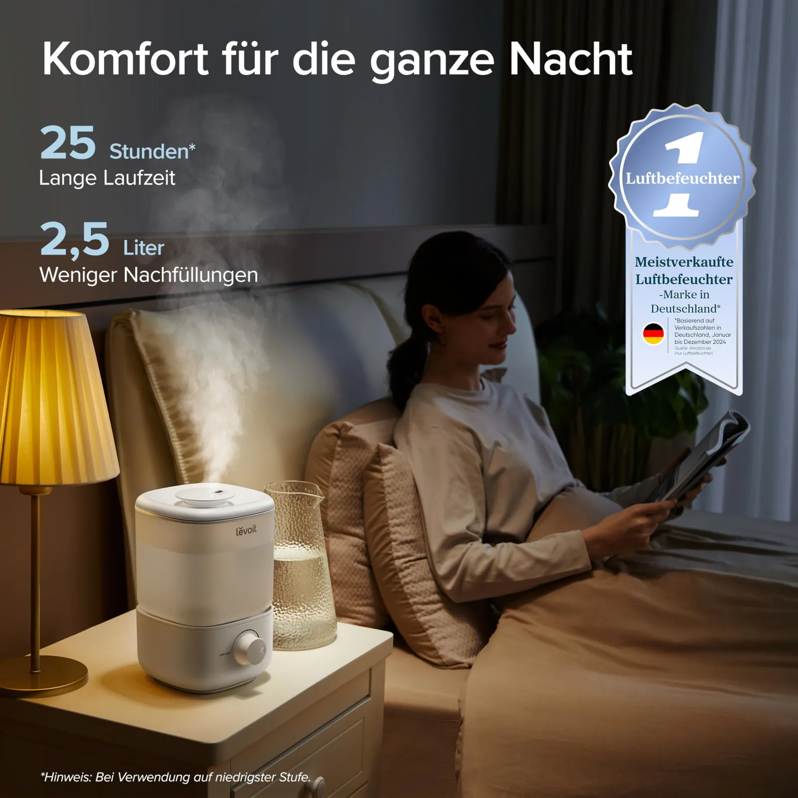 õhuniisutaja magamistoas öökapil